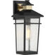 Kingsley 1 Light 16.25 inch Matte Black with Warm Brass Outdoor Wall Lantern