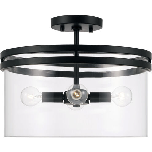 Fuller 4 Light 14.5 inch Matte Black Semi-Flush Mount Ceiling Light, Convertible Dual Mount