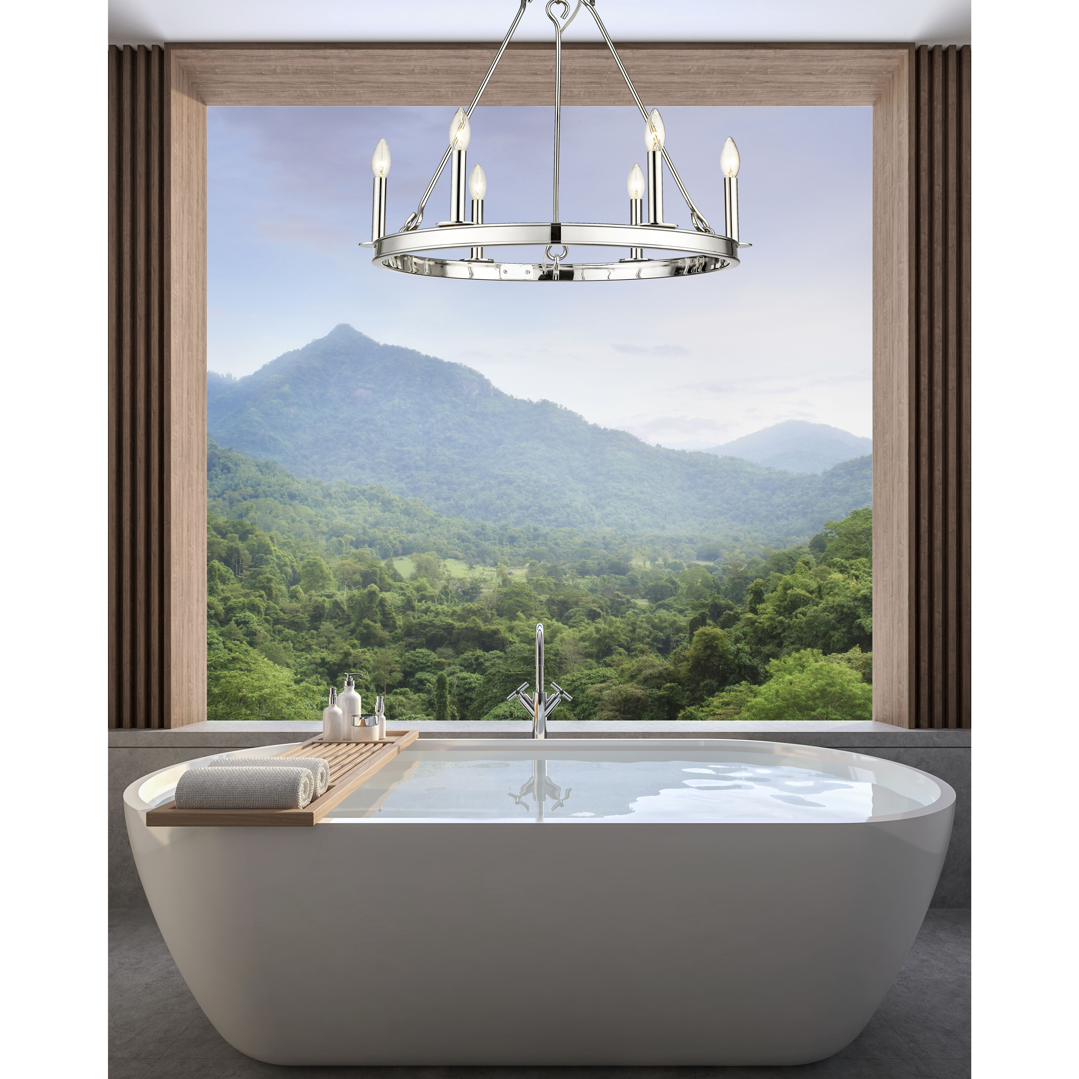 Barclay 6 Light 25 inch Polished Nickel Chandelier Ceiling Light