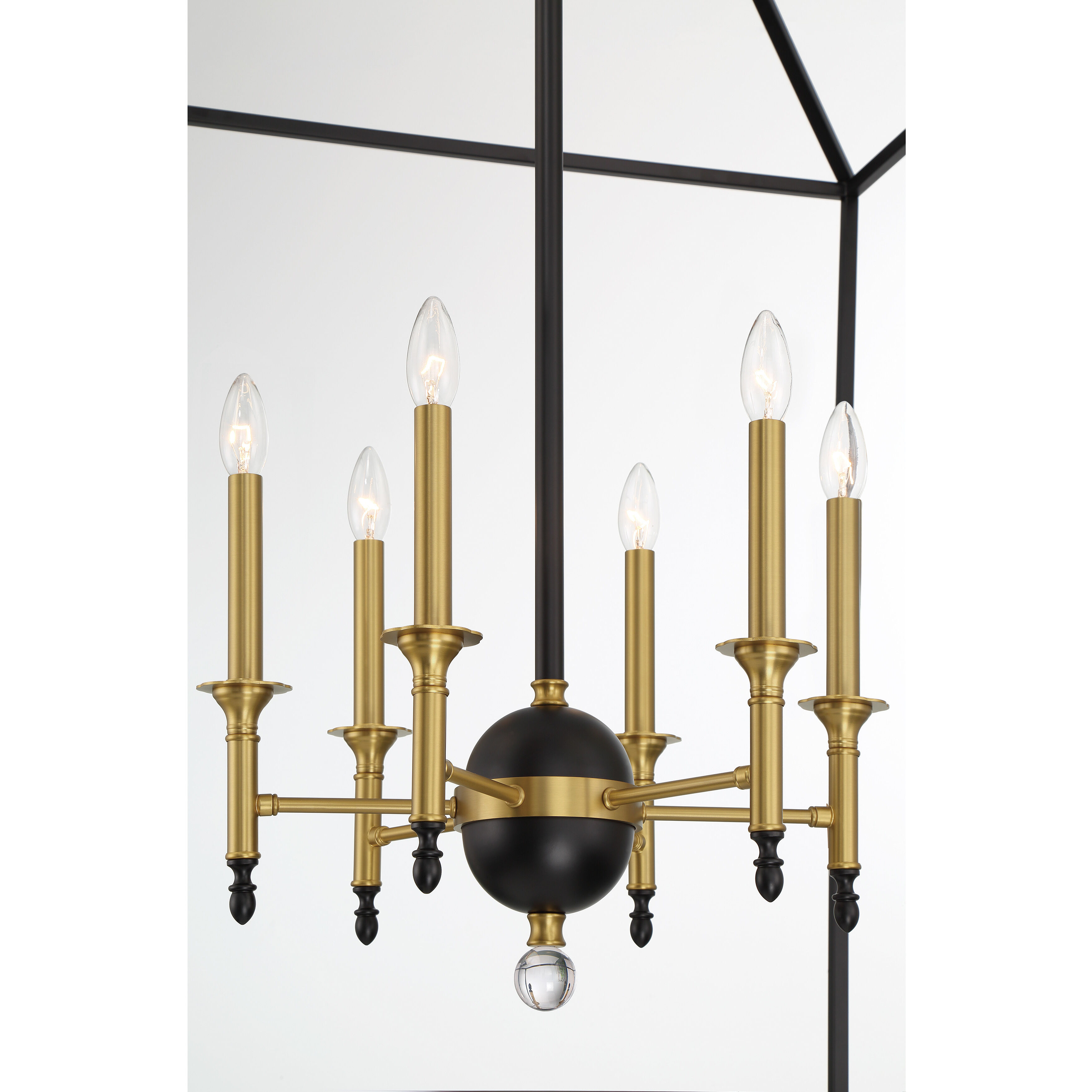 Townhall 6 Light 32 inch Coal/Soft Brass Pendant Ceiling Light