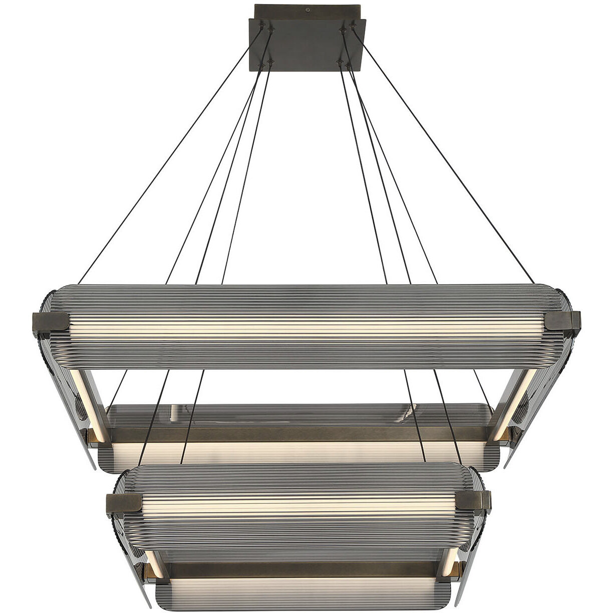 Neoness LED 34.25 inch Weathered Brass Grand Chandelier Ceiling Light in Smoke