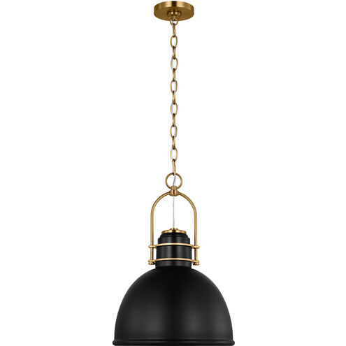 C&M by Chapman & Myers Upland 1 Light 15.5 inch Midnight Black and Burnished Brass Pendant Ceiling Light in Midnight Black / Burnished Brass