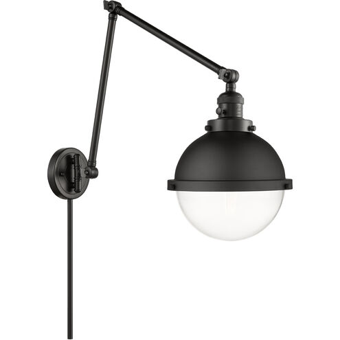 Franklin Restoration Hampden 33 inch 60.00 watt Matte Black Swing Arm Wall Light in Clear Glass