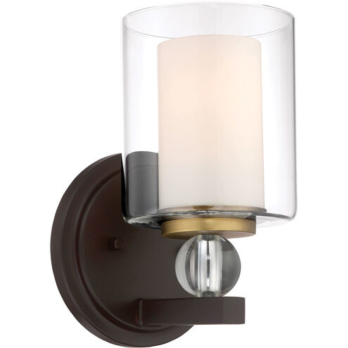 Studio 5 1 Light 14 inch Painted Bronze/Natural Brush Bath Light Wall Light