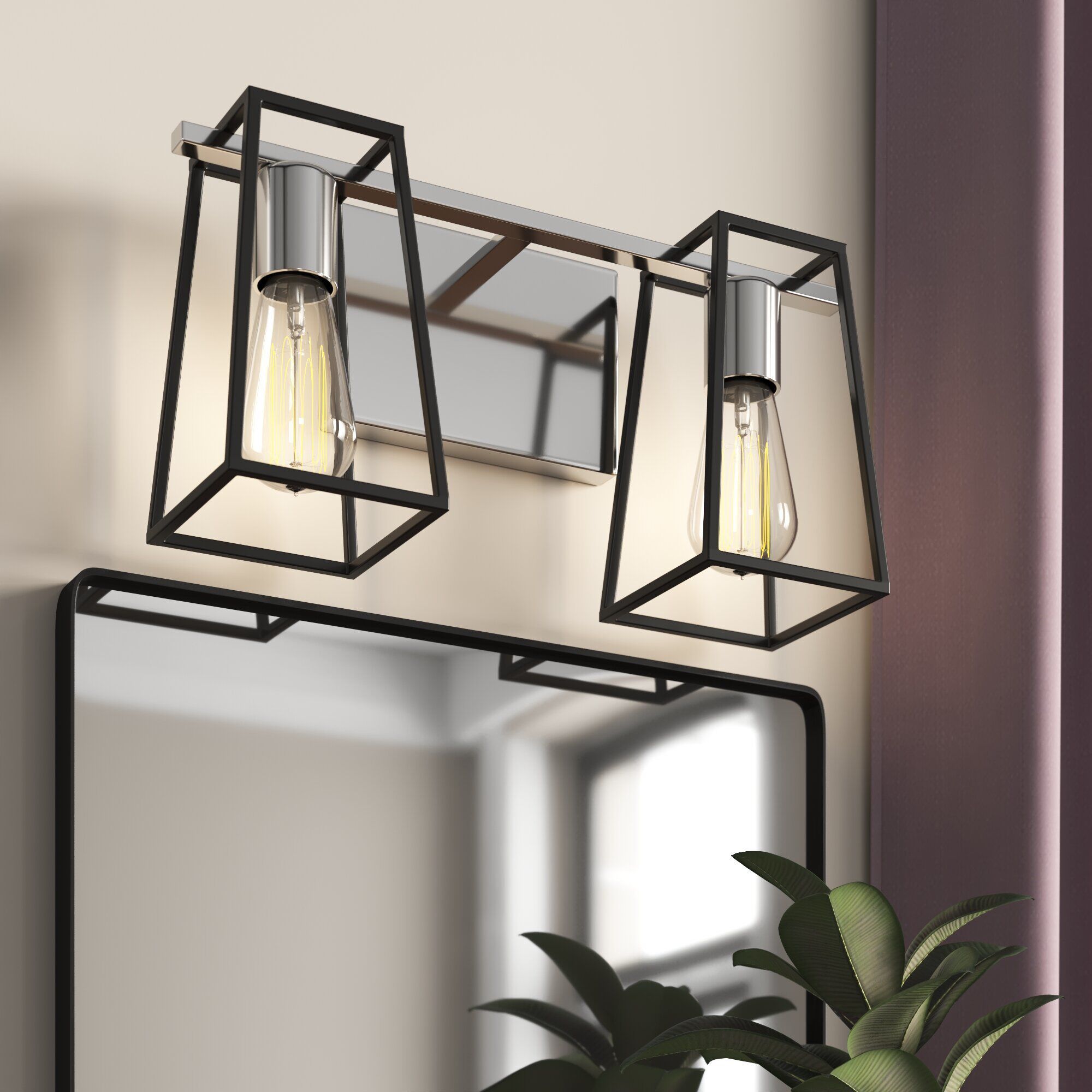 Filmore 2 Light 16 inch Chrome with Satin Black Vanity Light Wall Light