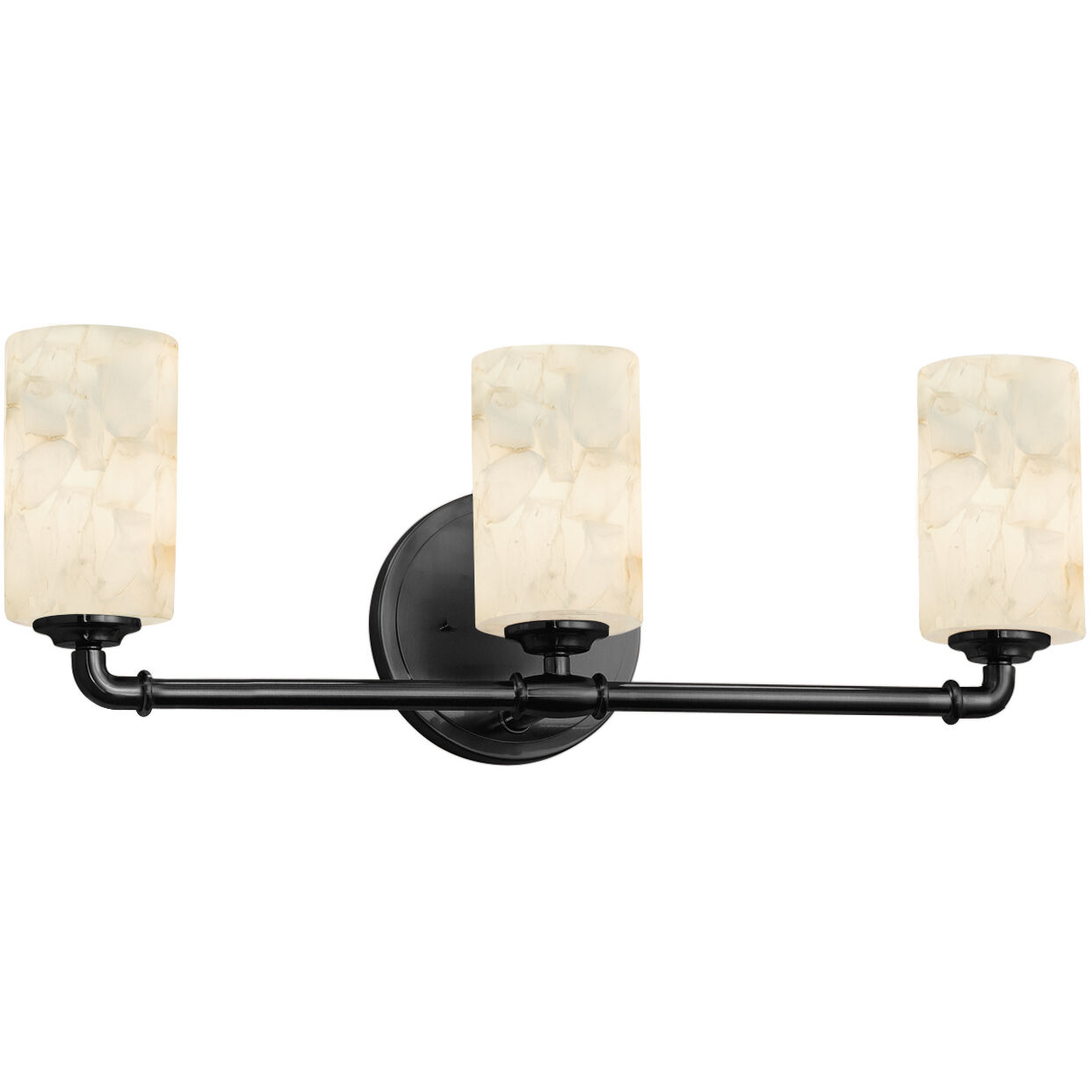 Alabaster Rocks 3 Light 23.75 inch Matte Black Bath Bar Wall Light in Cylinder with Flat Rim, Incandescent