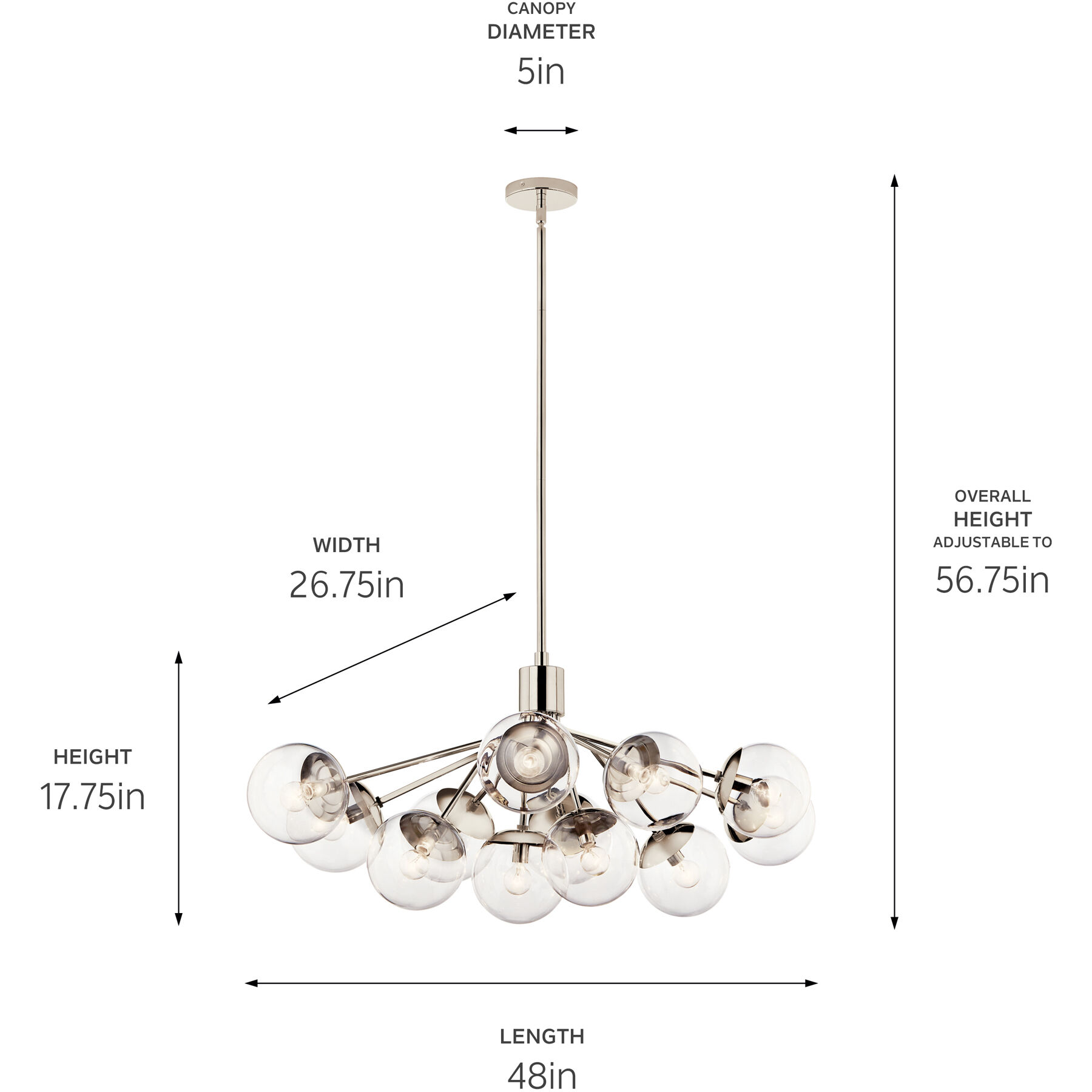 Silvarious 12 Light 26.75 inch Polished Nickel Chandelier/Semi Flush Ceiling Light