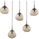 Nova LED LED Novel Brass Linear Pendant Ceiling Light in 2700K LED, Zircon Inner - Smoke Outer, Multi-Pendant