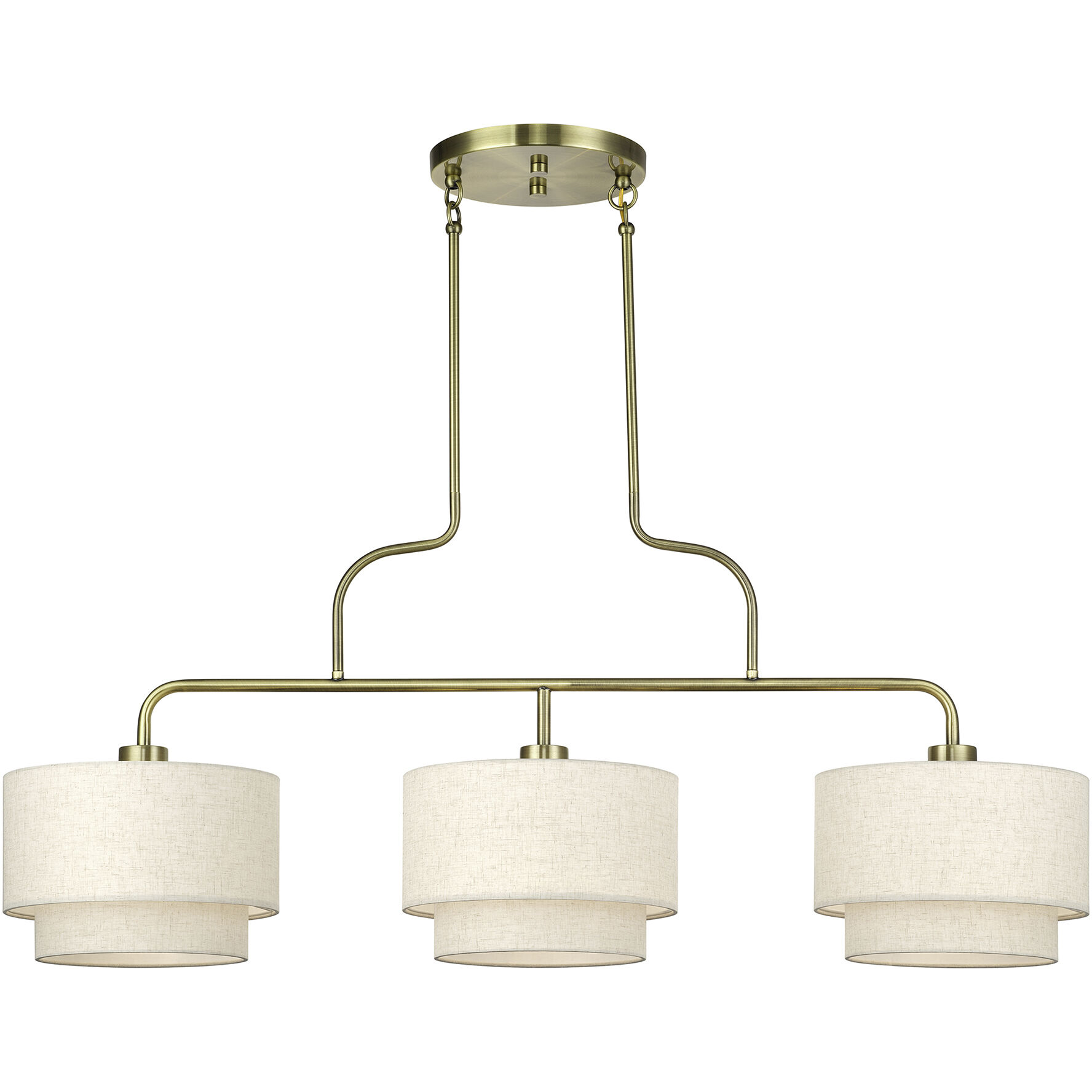 Manorwood 3 Light 48 inch Antique Brass Linear Chandelier Ceiling Light, Extra Large