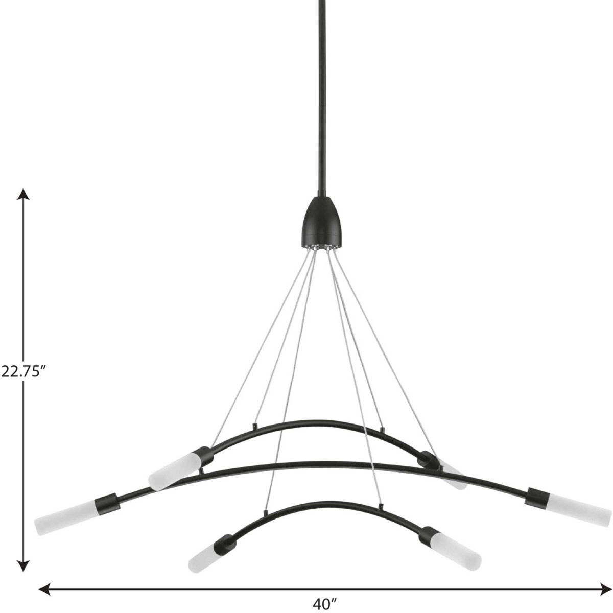 Kylo LED LED 40 inch Matte Black Chandelier Ceiling Light, Progress LED