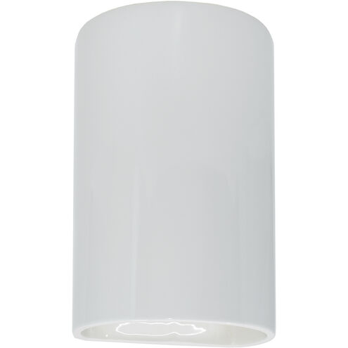 Ambiance Cylinder LED 9.5 inch Gloss White Outdoor Wall Sconce, Small