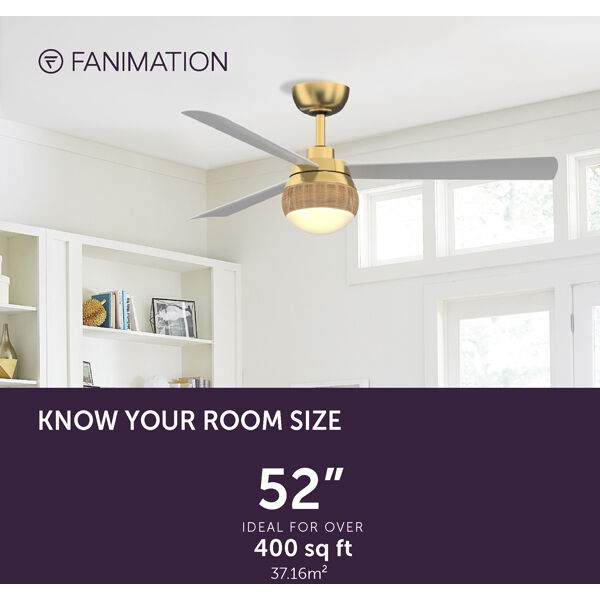 Paget 52 inch Brushed Satin Brass with Matte White Blades Fan-Uni
