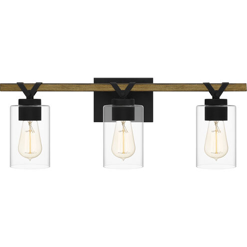 Devon Court 3 Light 24 inch Matte Black Bath Light Wall Light