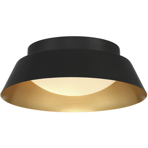 Dorian 2 Light 15 inch Matte Black and Gold Flush Mount Ceiling Light