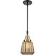 Franklin Restoration Chatham LED 6 inch Black Antique Brass Mini Pendant Ceiling Light in Mercury Glass