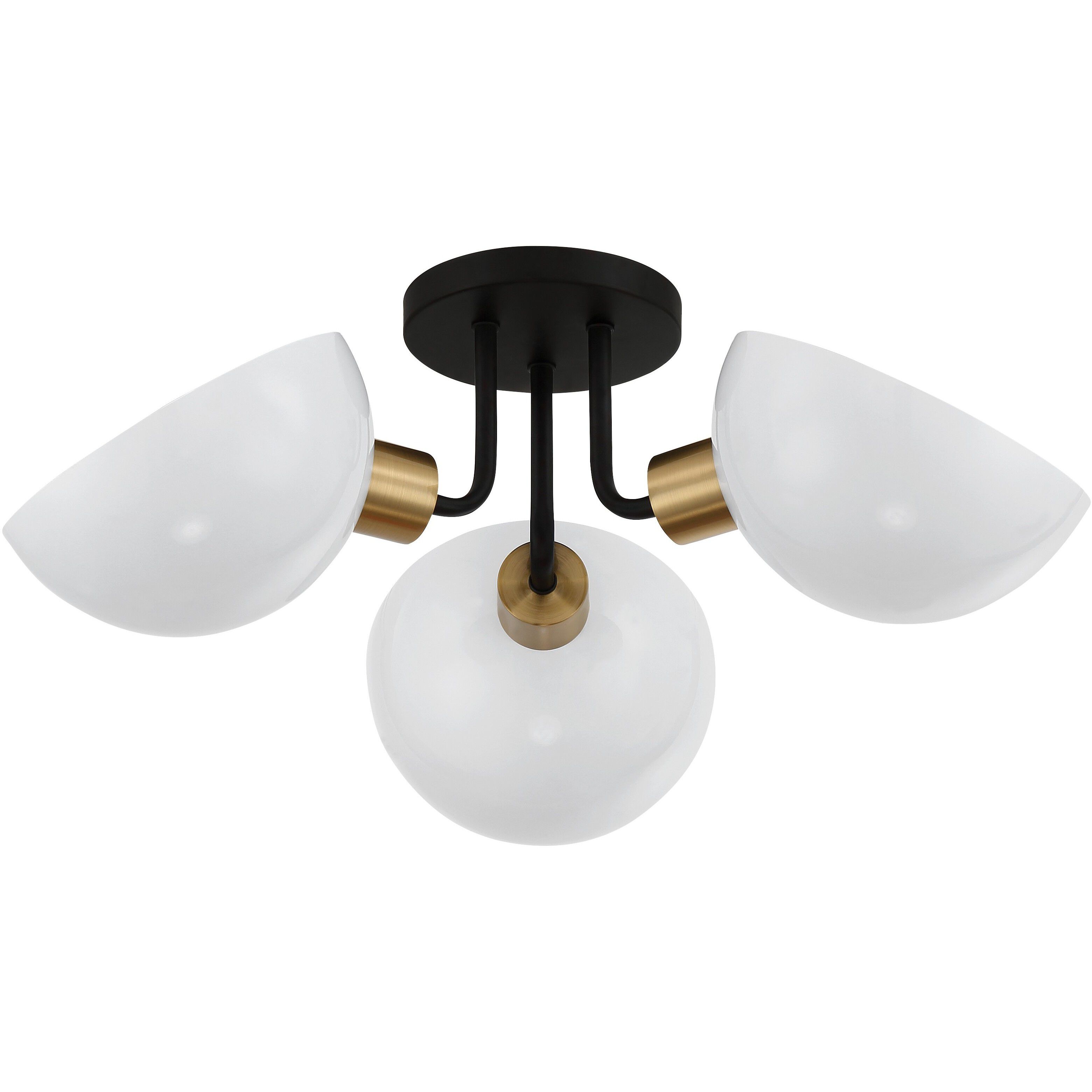 Gigi 3 Light 22.75 inch Black and Aged Brass Semi Flush Ceiling Light