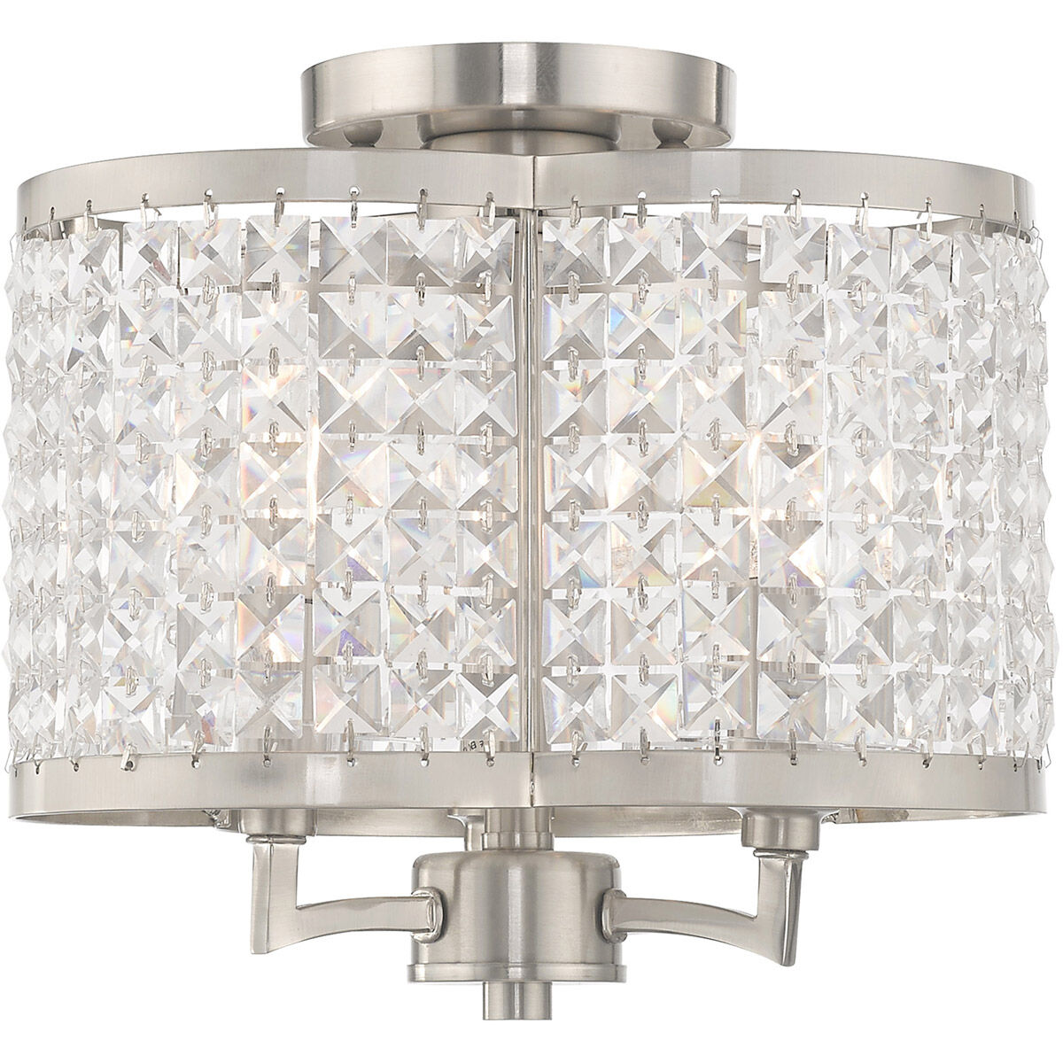 Grammercy 3 Light 12 inch Brushed Nickel Semi-Flush Mount Ceiling Light