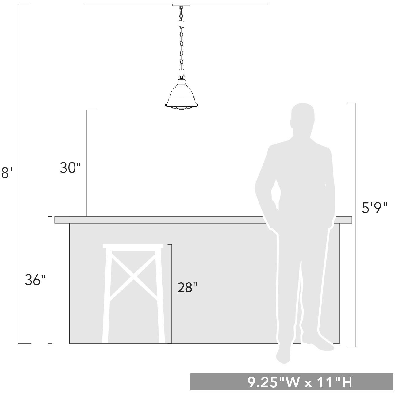 Bartlett 1 Light 9.25 inch French White Pendant Ceiling Light, Small