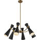 Alora Mood Blake 6 Light 32 inch Matte Black Chandelier Ceiling Light in Matte Black and Aged Gold