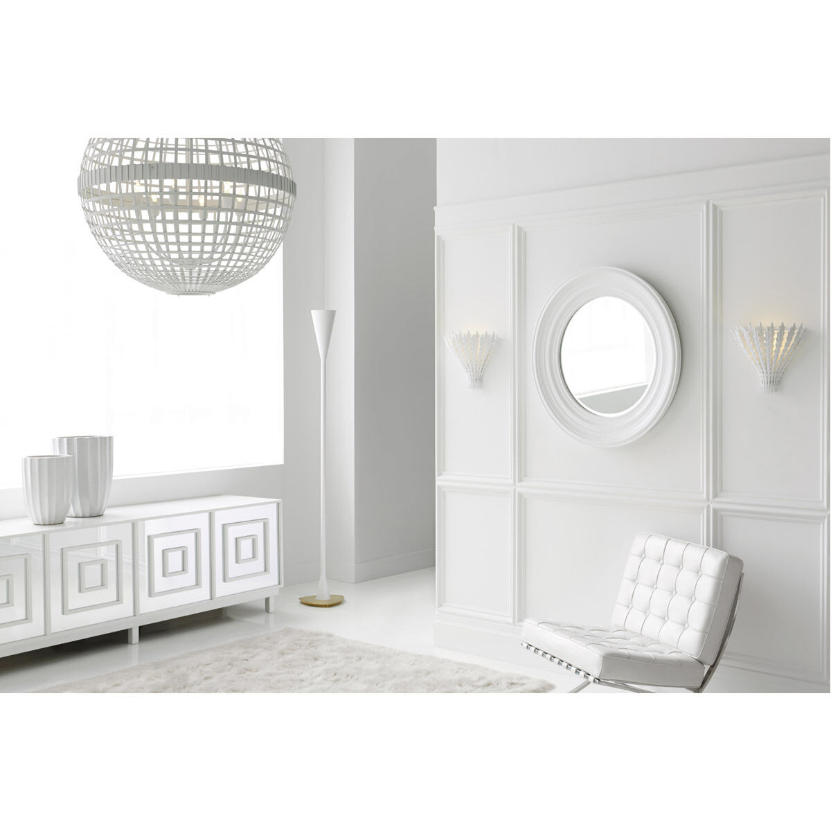 Visual Comfort Mill Large Globe Lantern Plaster White