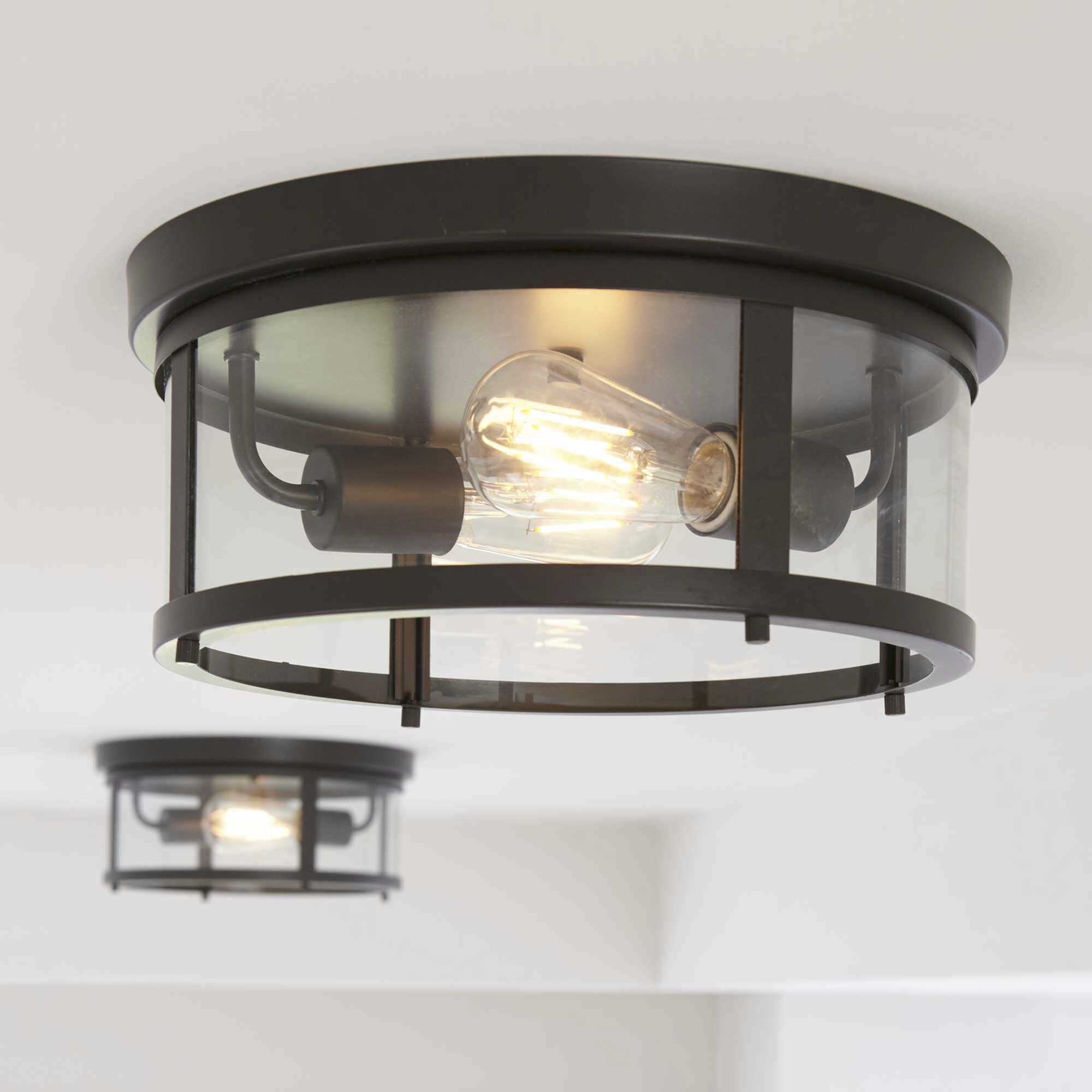 Gunther 2 Light 13 inch Antique Bronze Outdoor Flush Mount