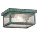 Branford 2 Light 10.25 inch Verde Green Outdoor Semi Flush in Seedy Glass, Brass Traditions by InnovationsLighting