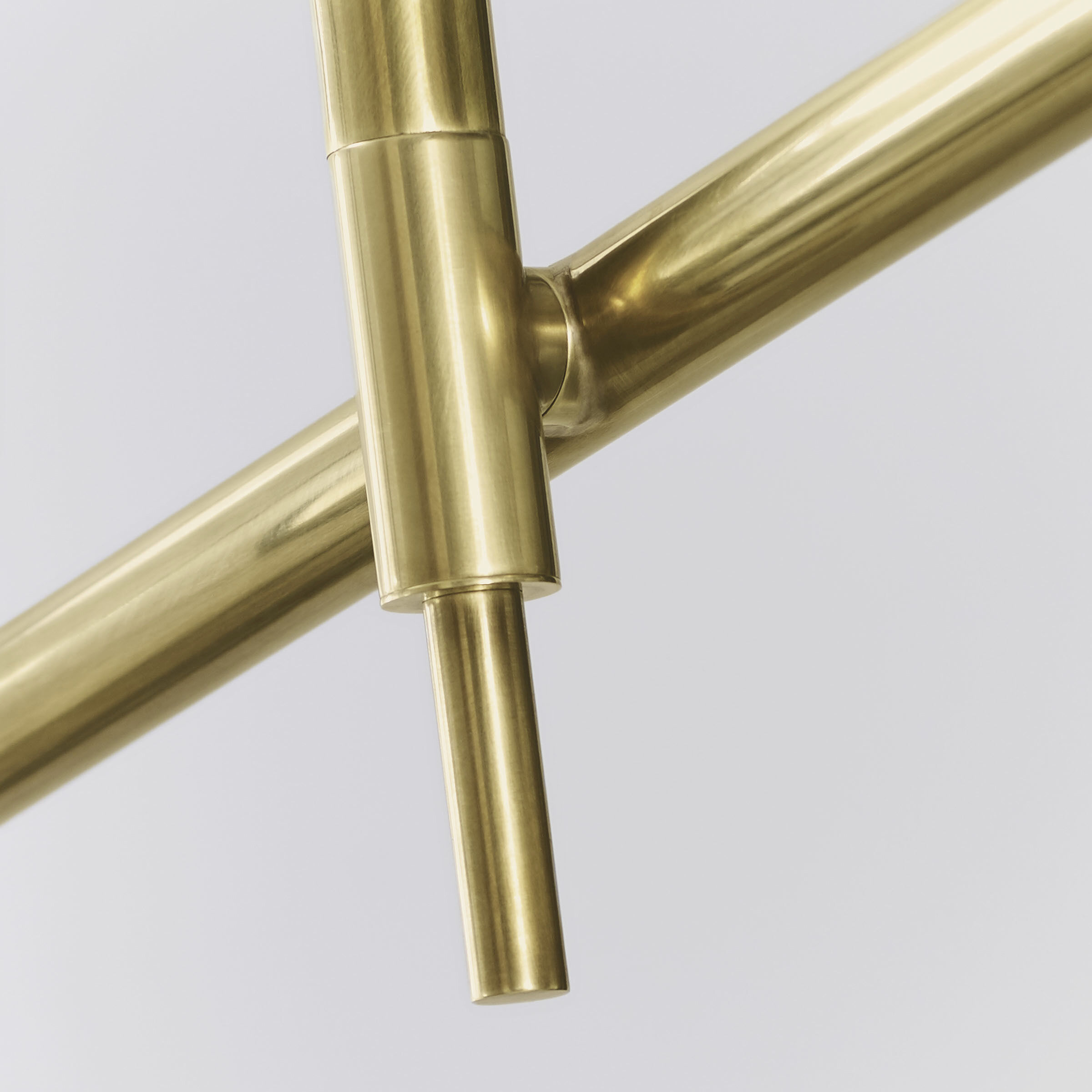 Kelly Wearstler Rousseau LED 3 inch Antique-Burnished Brass Articulating Chandelier Ceiling Light in Etched Crystal, Large