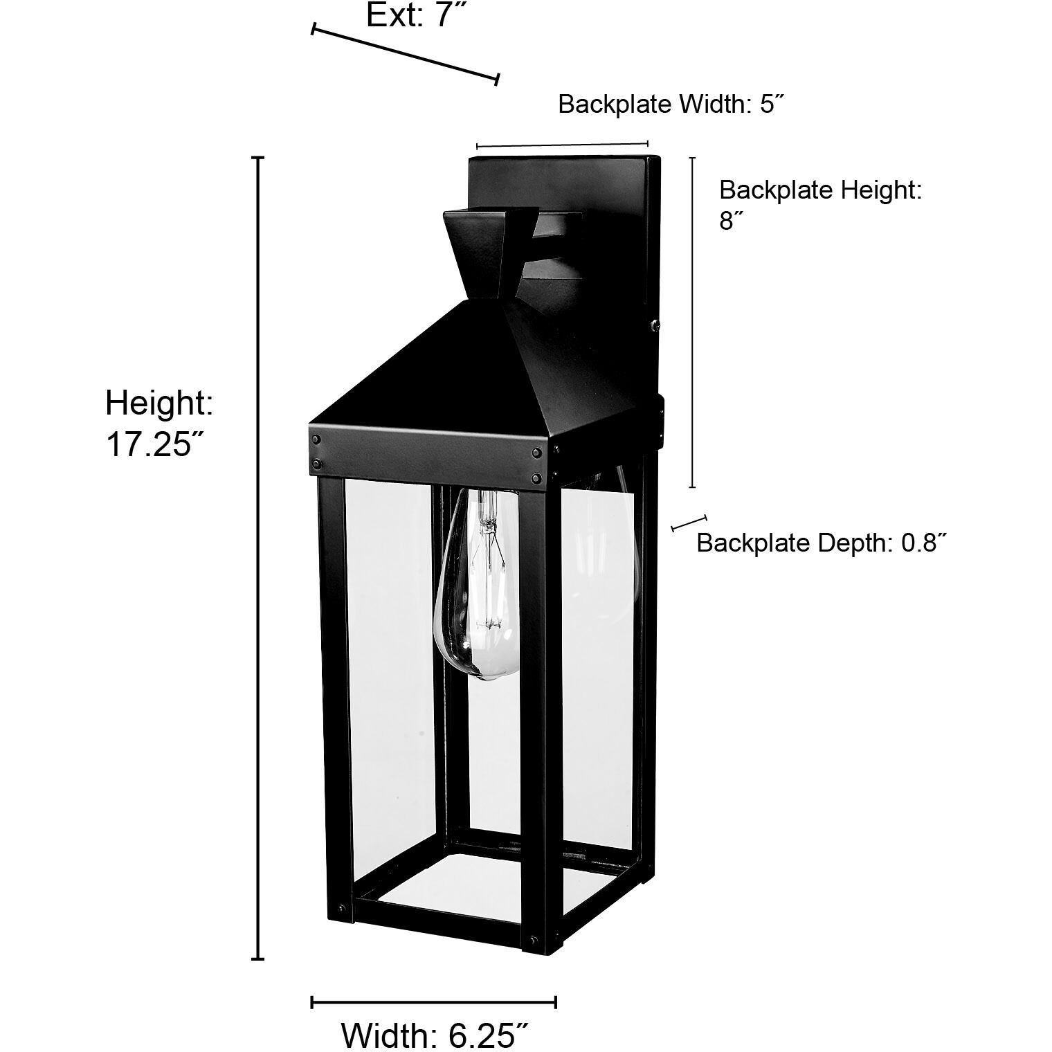 Yates 1 Light 17.25 inch Powder Coated Black Outdoor Wall Sconce