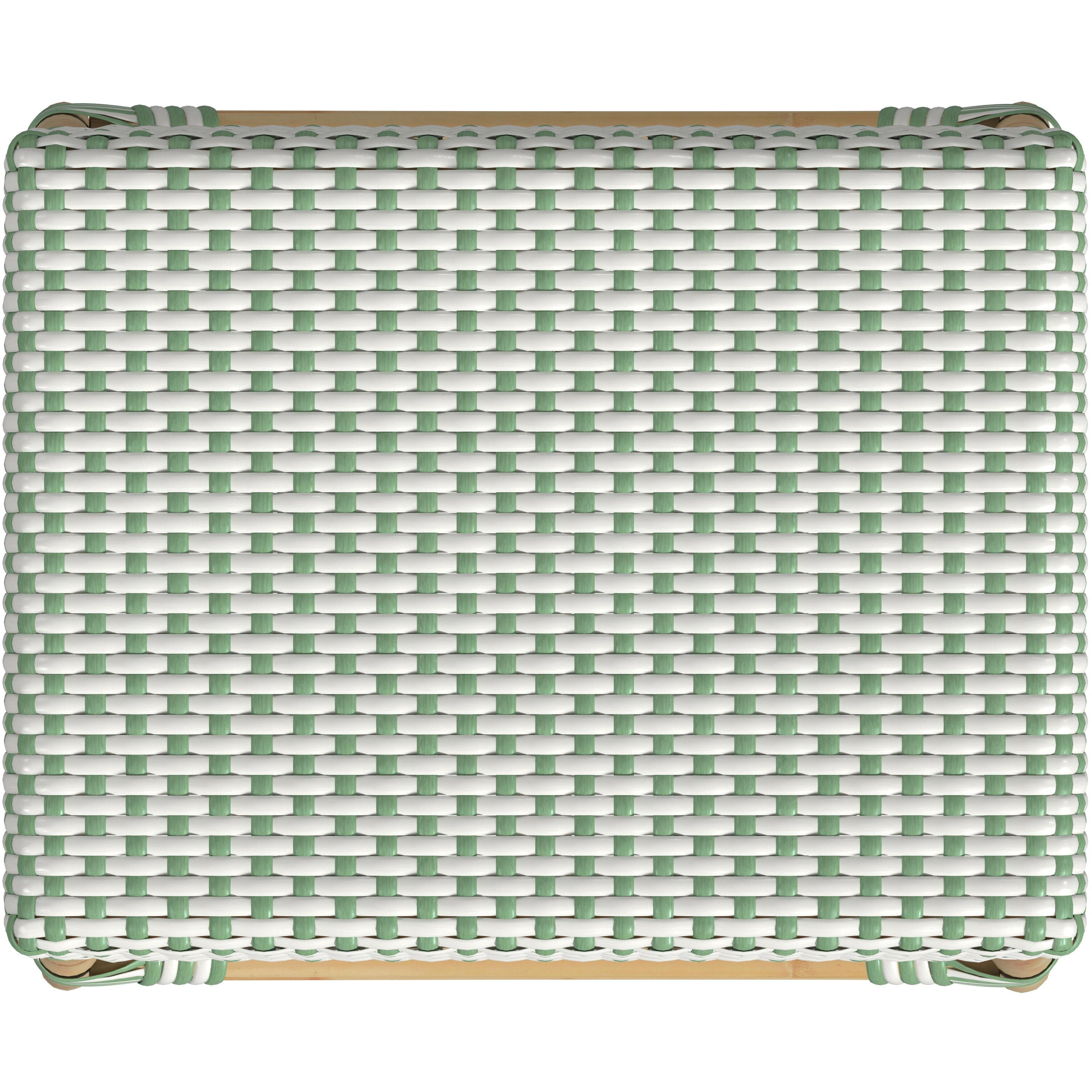 Robias Rectangular Rattan 24.5" Counter Stool in White and Green Dot