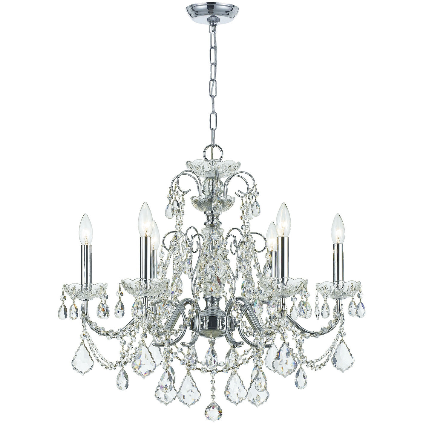 Imperial 6 Light 26 inch Polished Chrome Chandelier Ceiling Light in Clear Hand Cut