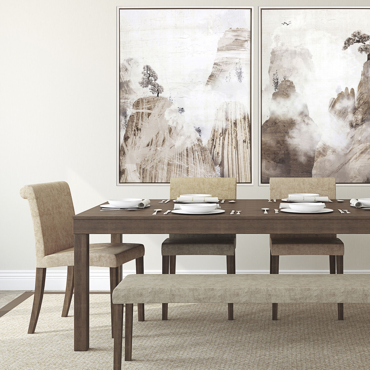 Wanderlust Brown and Beige and Neutral and Sepia Canvas