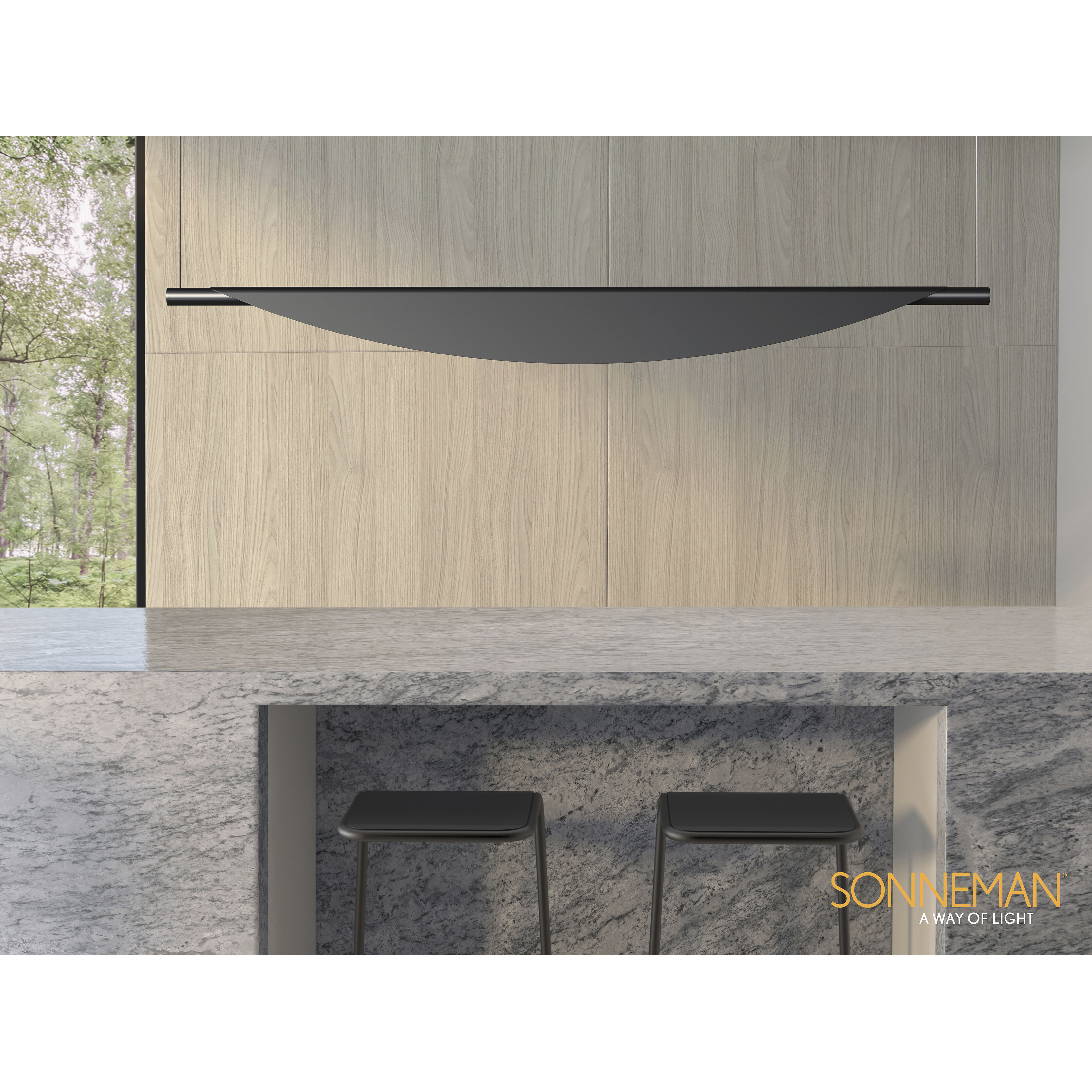 Tela LED 40 inch Satin Black Pendant Ceiling Light