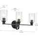 Gioe 3 Light 24.25 inch Black Vanity Light Wall Light