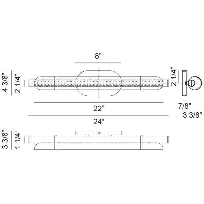 Finnegan LED 24 inch Black Bath Vanity Light Wall Light