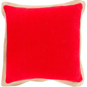Jute Flange 22 inch Bright Red, Camel Pillow Kit