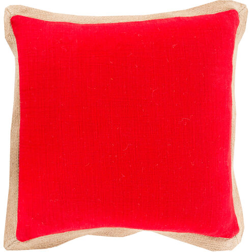 Jute Flange 22 inch Bright Red, Camel Pillow Kit