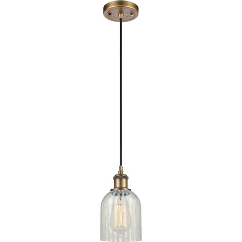 Ballston Caledonia LED 5 inch Brushed Brass Mini Pendant Ceiling Light in Mouchette Glass, Black Textured, Ballston
