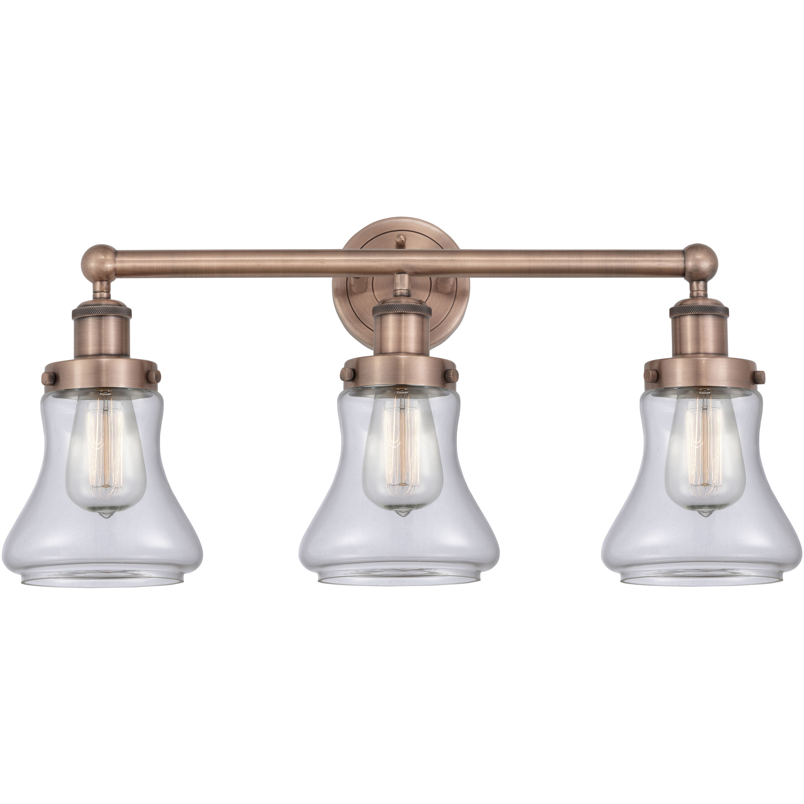 Bellmont 3 Light 24.5 inch Antique Copper Bath Vanity Light Wall Light in Clear