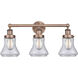 Bellmont 3 Light 24.5 inch Antique Copper Bath Vanity Light Wall Light in Clear