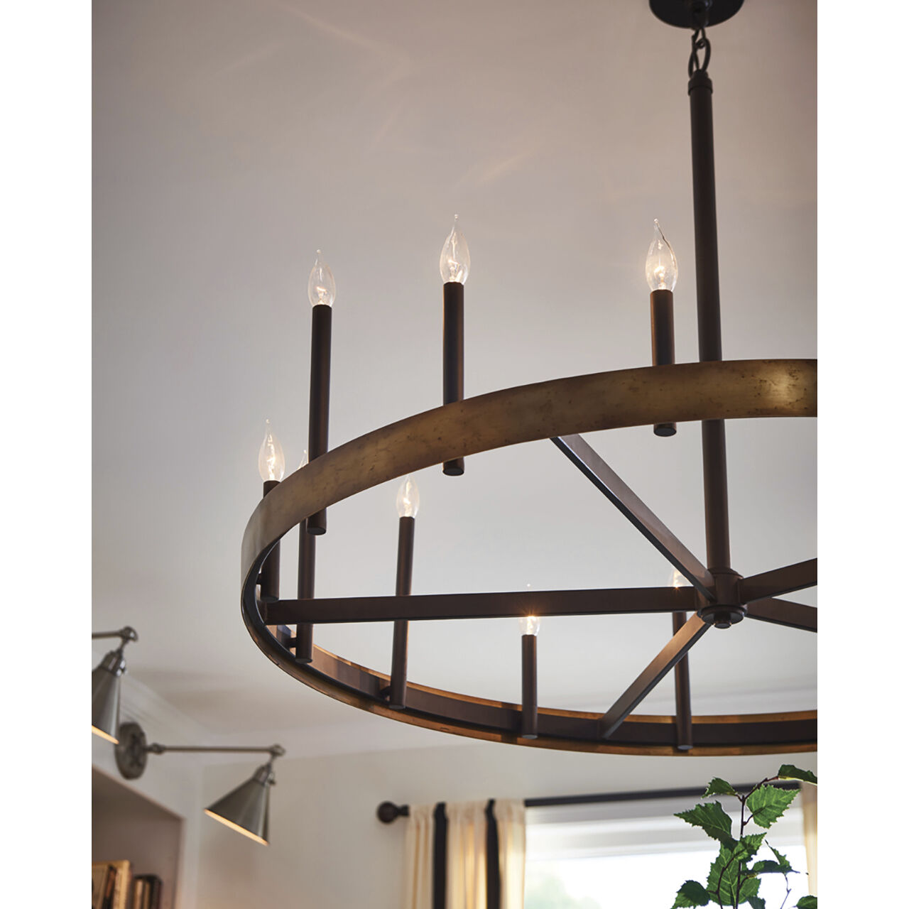 Wells 15 Light 45.25 inch Weathered Brass with Black Indoor Chandelier Ceiling Light