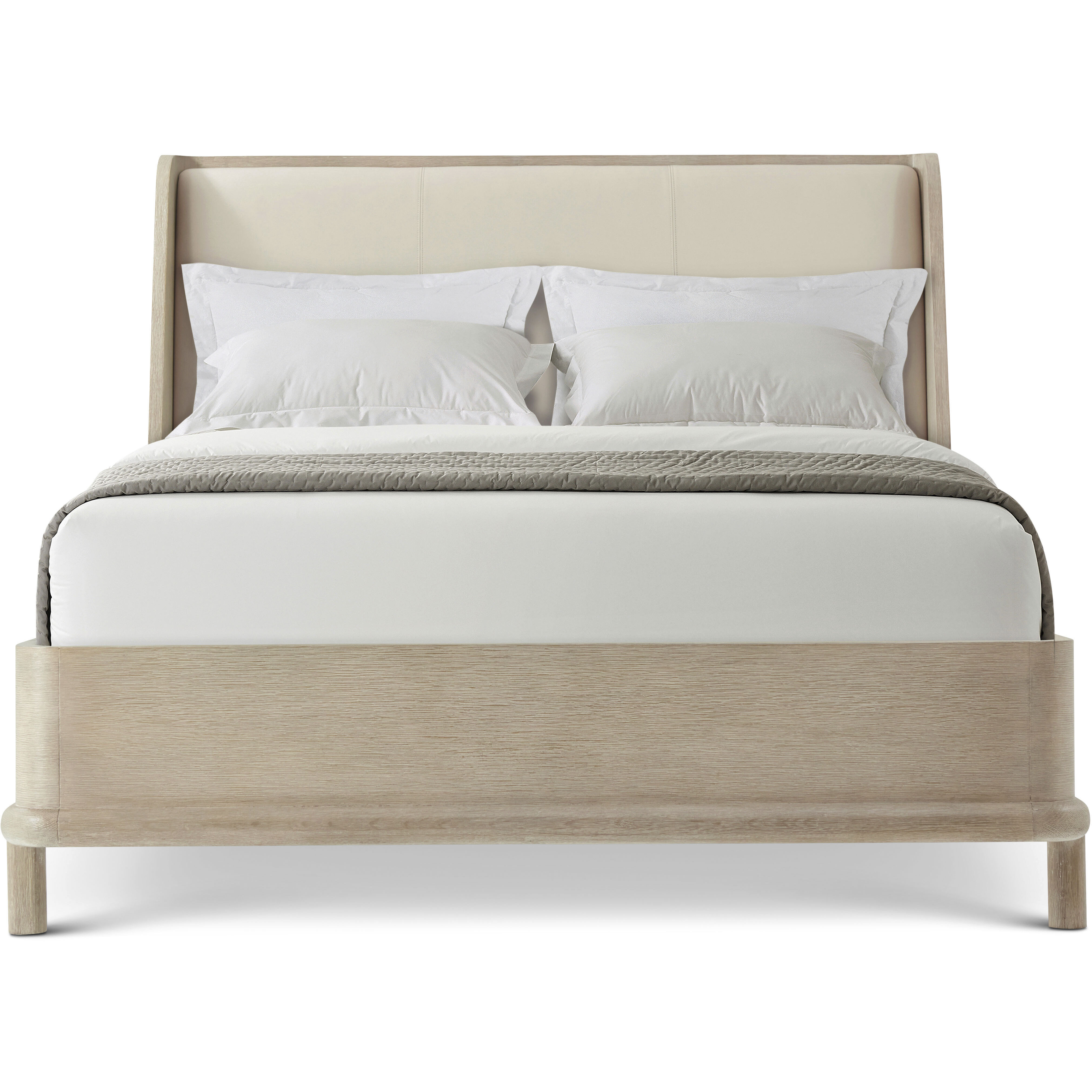 Repose Grey Oak US King Bed, Wooden, Upholstered