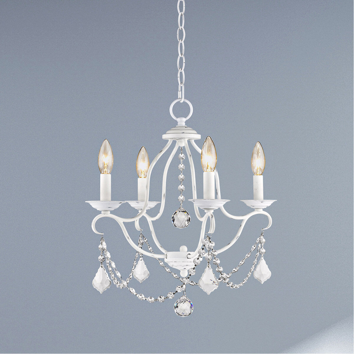 Chesterfield 4 Light 18 inch Antique White Mini Chandelier Ceiling Light