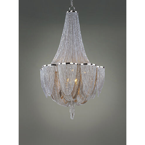 Chantilly 10 Light 22 inch Polished Nickel Single Tier Chandelier Ceiling Light
