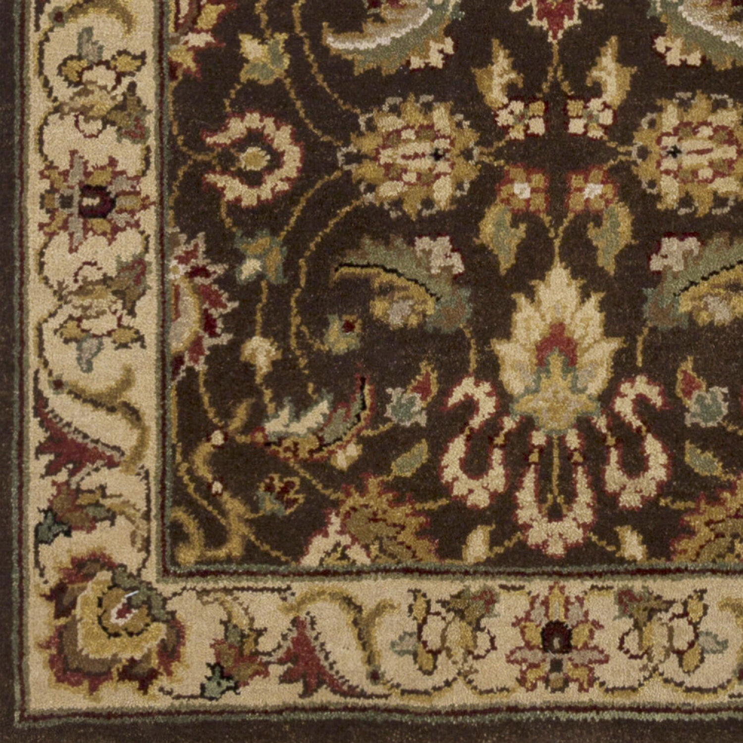 Dinar 108 X 72 inch Cream / Olive / Tan / Dark Brown Handmade Rug
