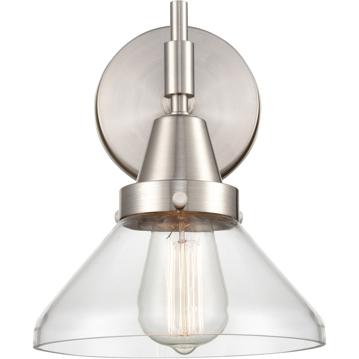 Caden LED 8 inch Satin Nickel Sconce Wall Light in Clear Glass