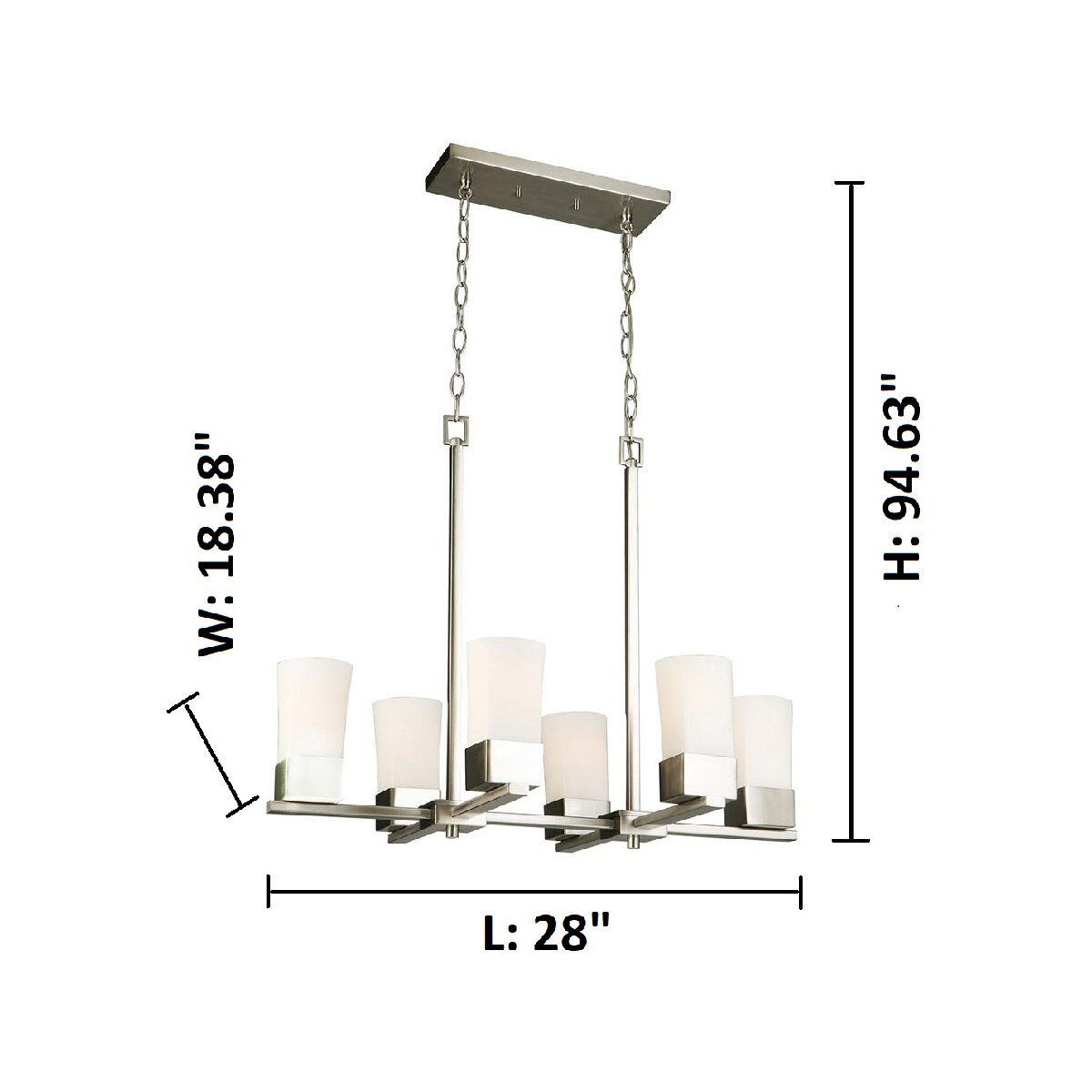Ciara Springs 6 Light 28 inch Brushed Nickel Pendant Ceiling Light