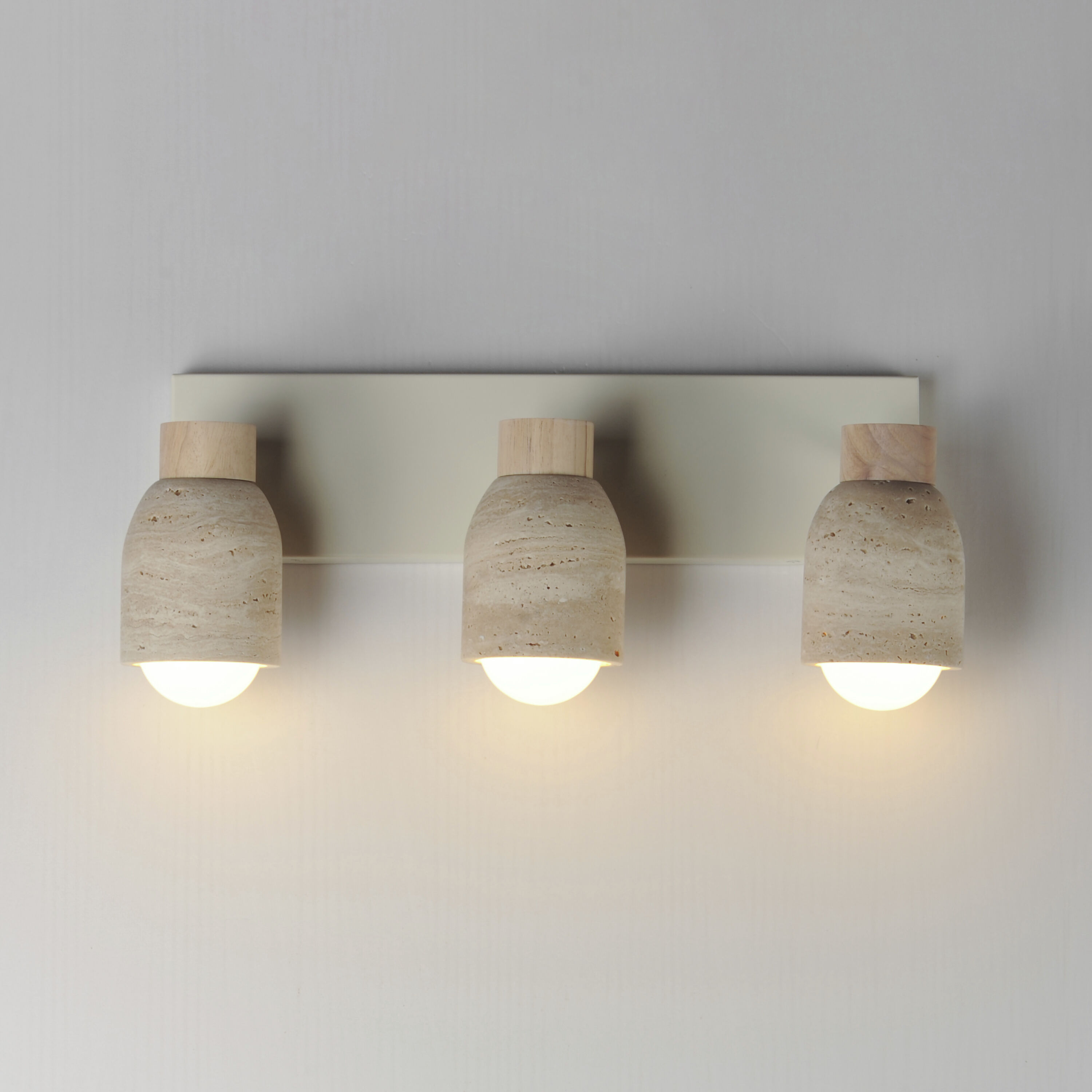 Pompeii 3 Light 21 inch Travertine and Oyster Bath Vanity Wall Light