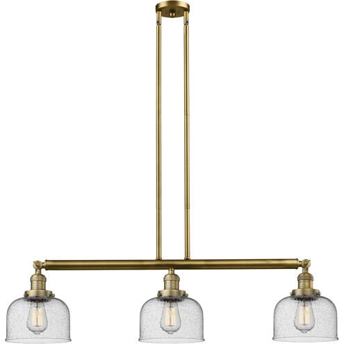 Franklin Restoration Large Bell LED 41 inch Brushed Brass Island Light Ceiling Light in Seedy Glass, Franklin Restoration
