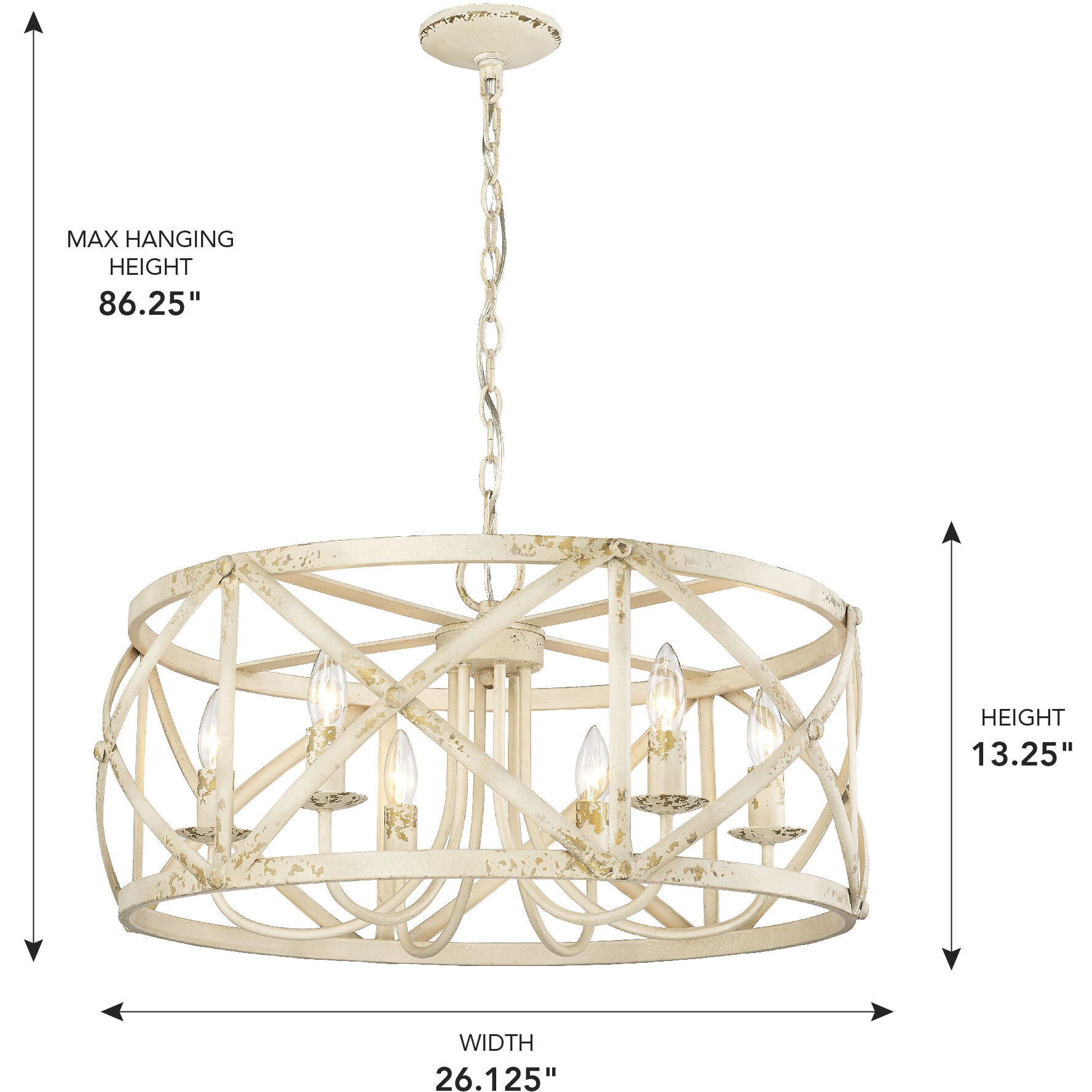 Alcott 6 Light 26.13 inch Antique Ivory Chandelier Ceiling Light