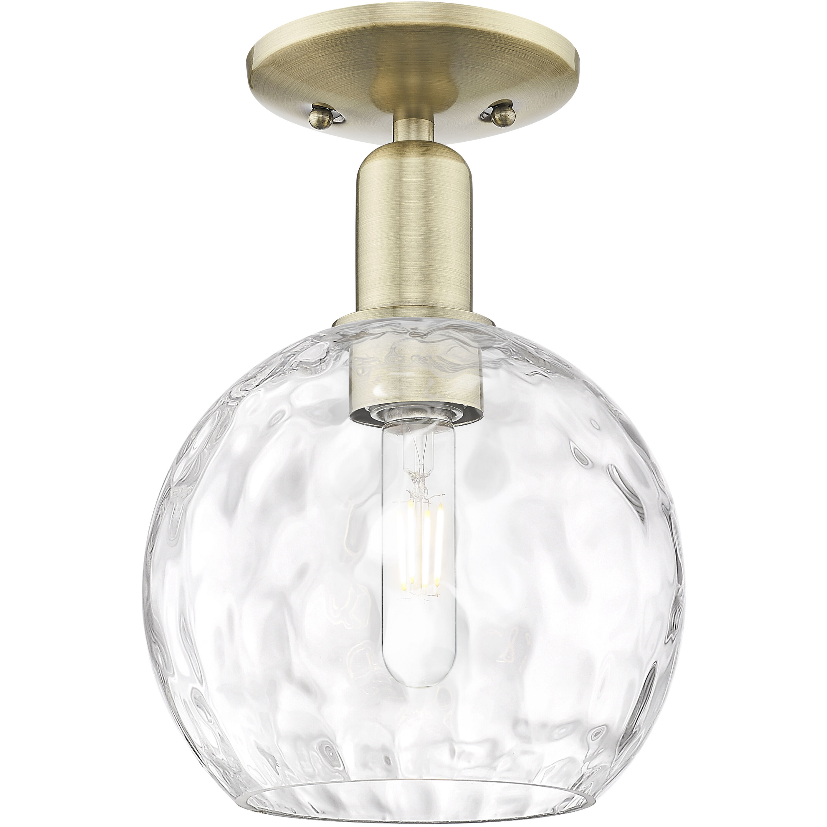 Arcadia Athens Water Glass 1 Light 8 inch Antique Brass Semi-Flush Mount Ceiling Light